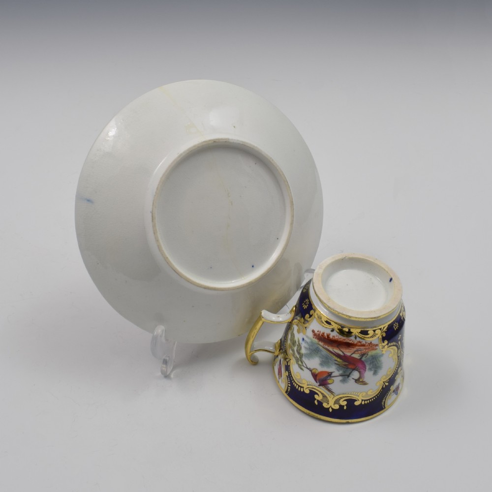 Coalport Porcelain Fancy Birds Coffee Cup & Saucer (A/F) c.1810 View X