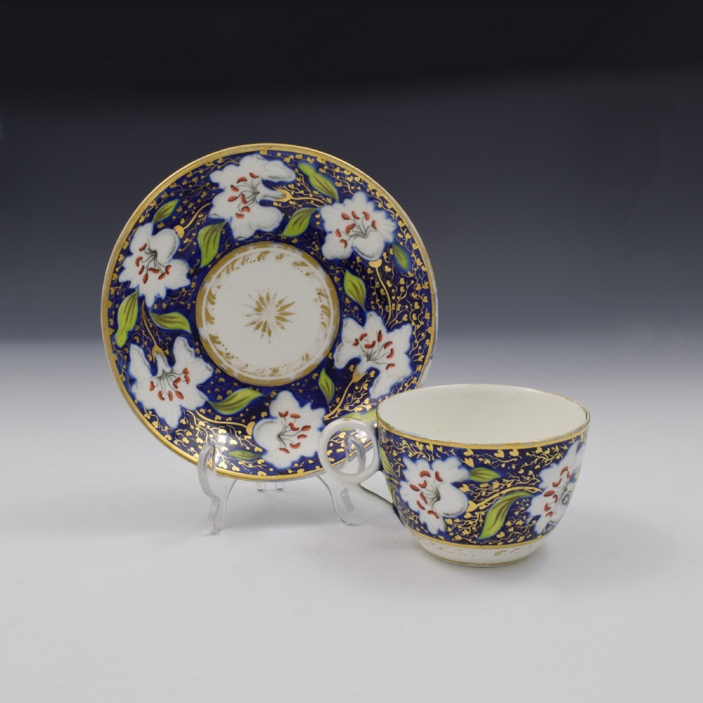 Georgian New Hall Porcelain Tea Cup & Saucer Pattern 921 c.1800