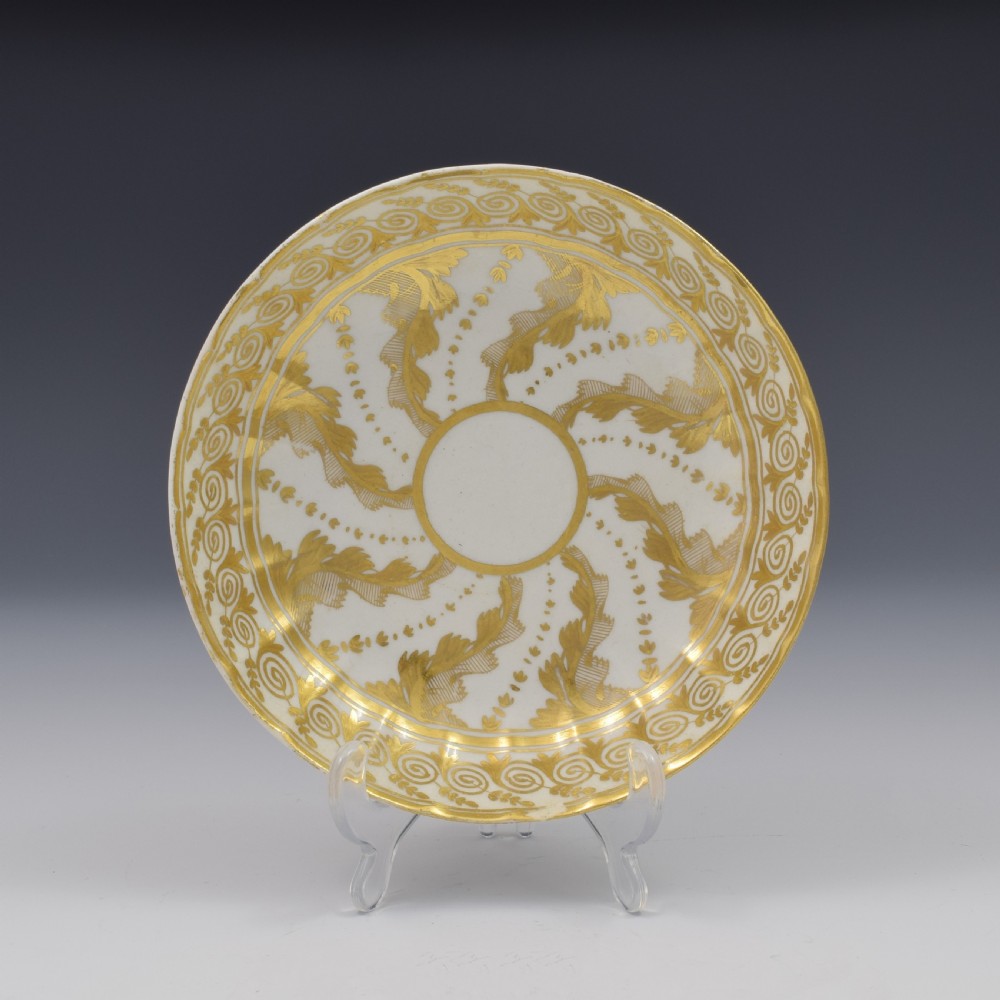 Georgian Coalport Porcelain Faceted Tea Cup & Saucer c.1810 View II
