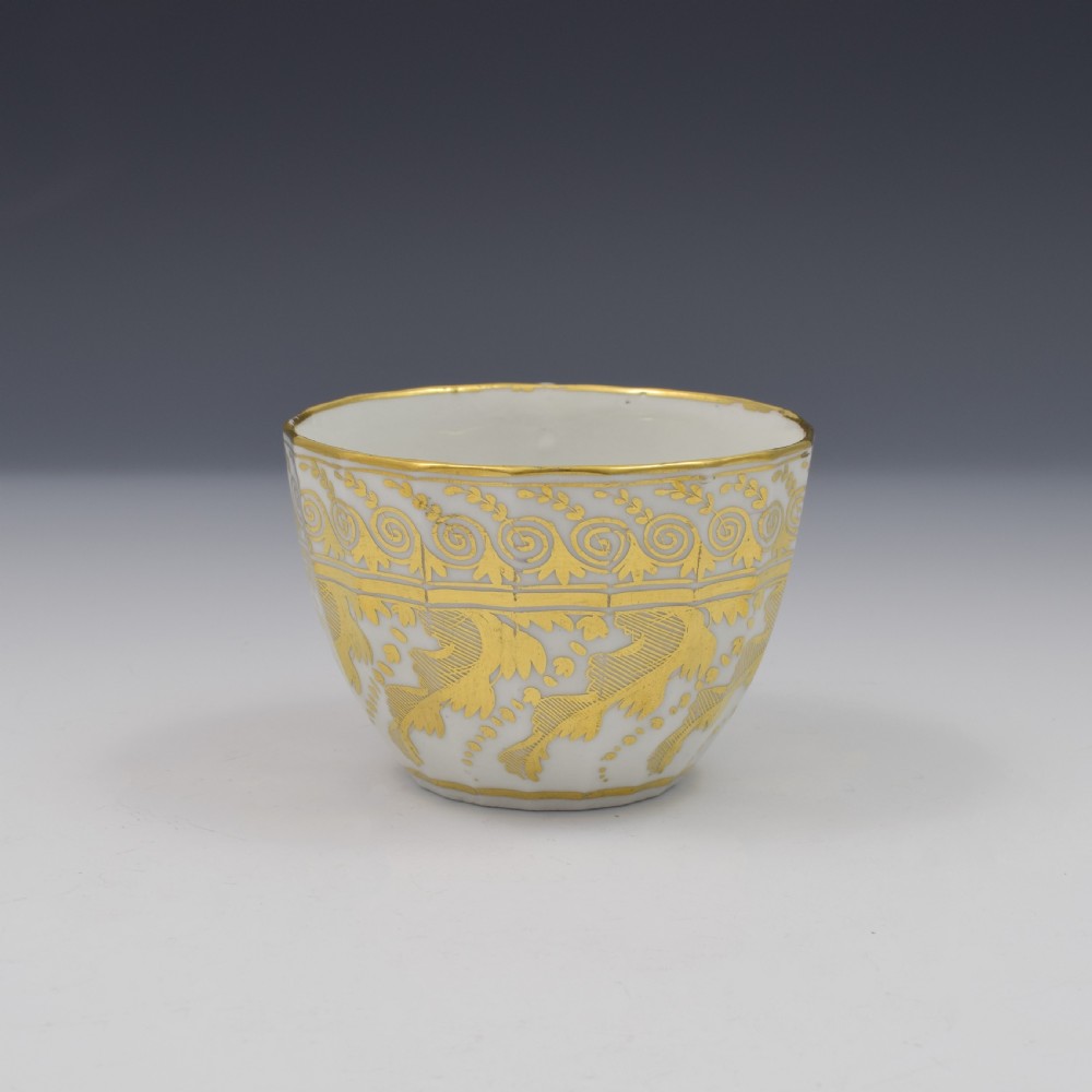 Georgian Coalport Porcelain Faceted Tea Cup & Saucer c.1810 View IV