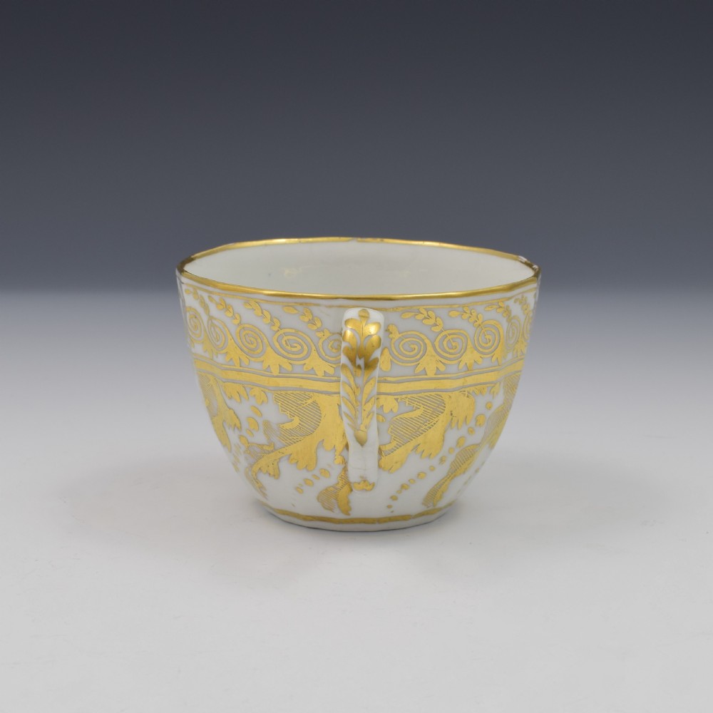 Georgian Coalport Porcelain Faceted Tea Cup & Saucer c.1810 View VI