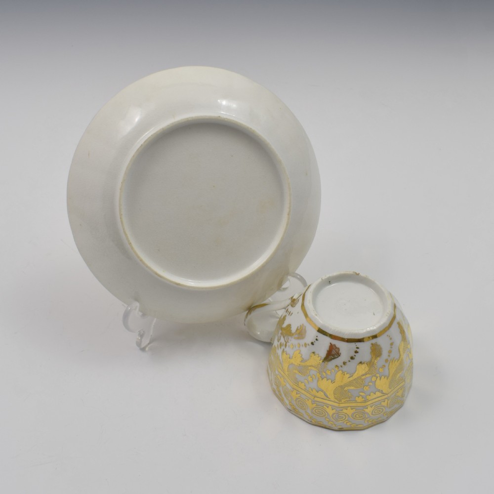Georgian Coalport Porcelain Faceted Tea Cup & Saucer c.1810 View VIII