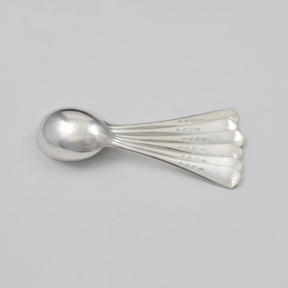 Set Of Six Art Deco Silver Soup Spoons View VI