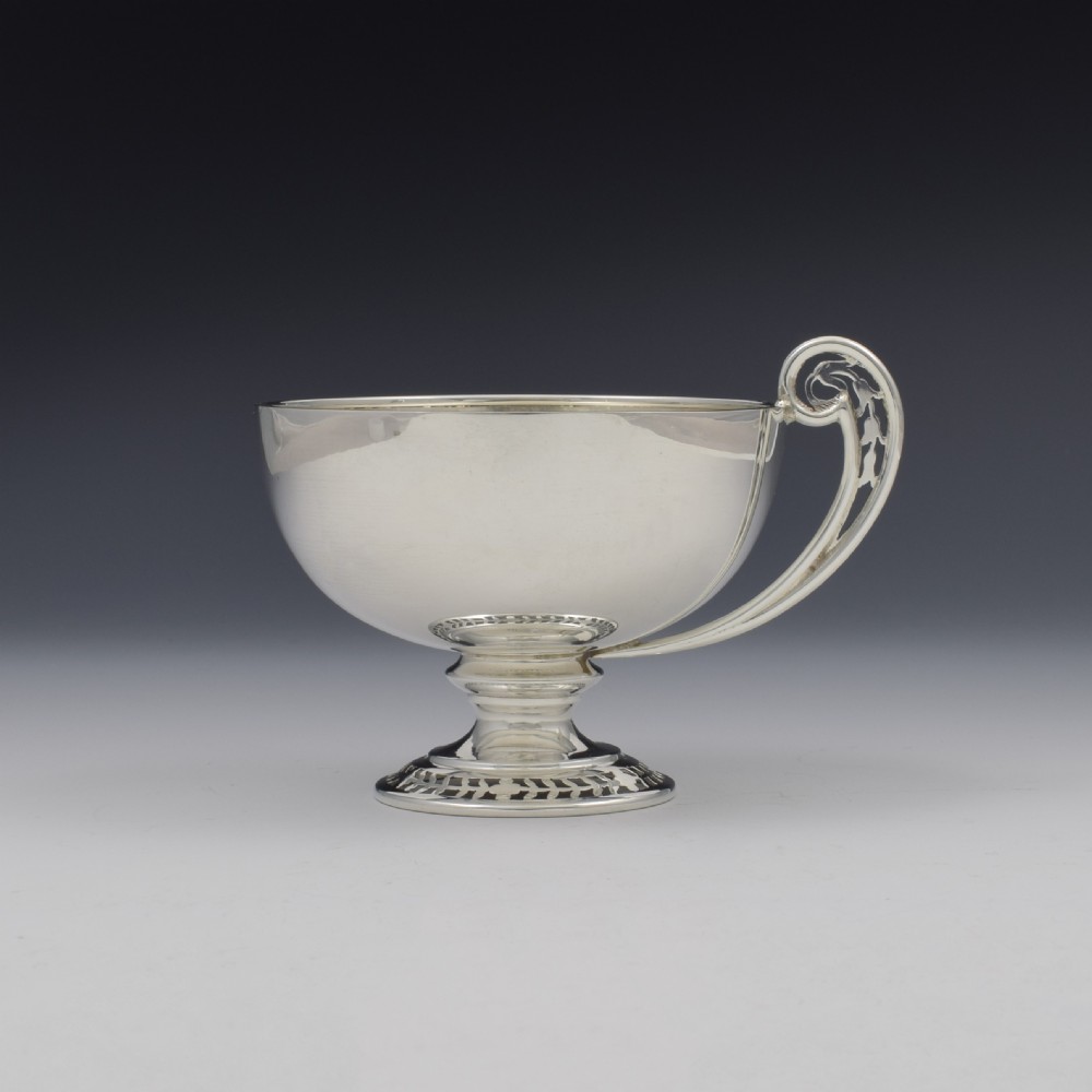 Pretty Art Deco Silver Pedestal Christening Cup / Mug Chester 1928 View II