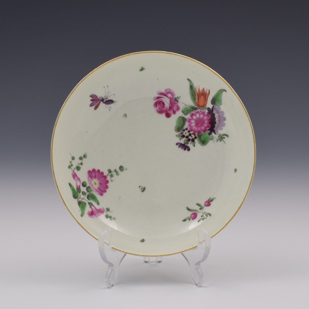 First Period Worcester Porcelain Floral Tea Cup & Saucer c.1770 View II