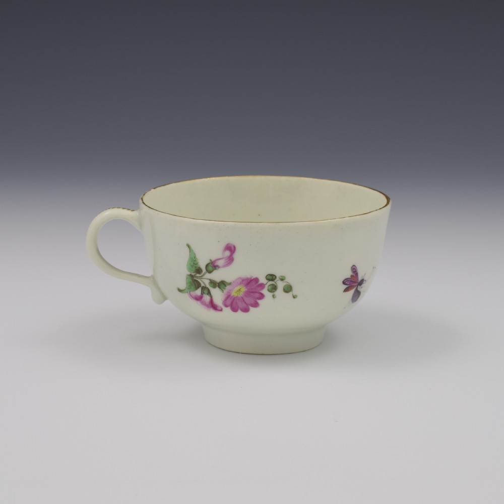 First Period Worcester Porcelain Floral Tea Cup & Saucer c.1770 View V