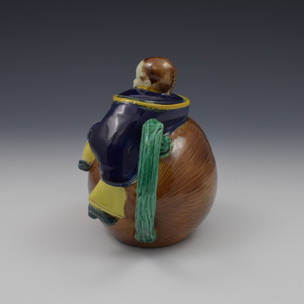 Victorian Holdcroft Majolica Boy On Coconut Teapot c.1875 View VIII