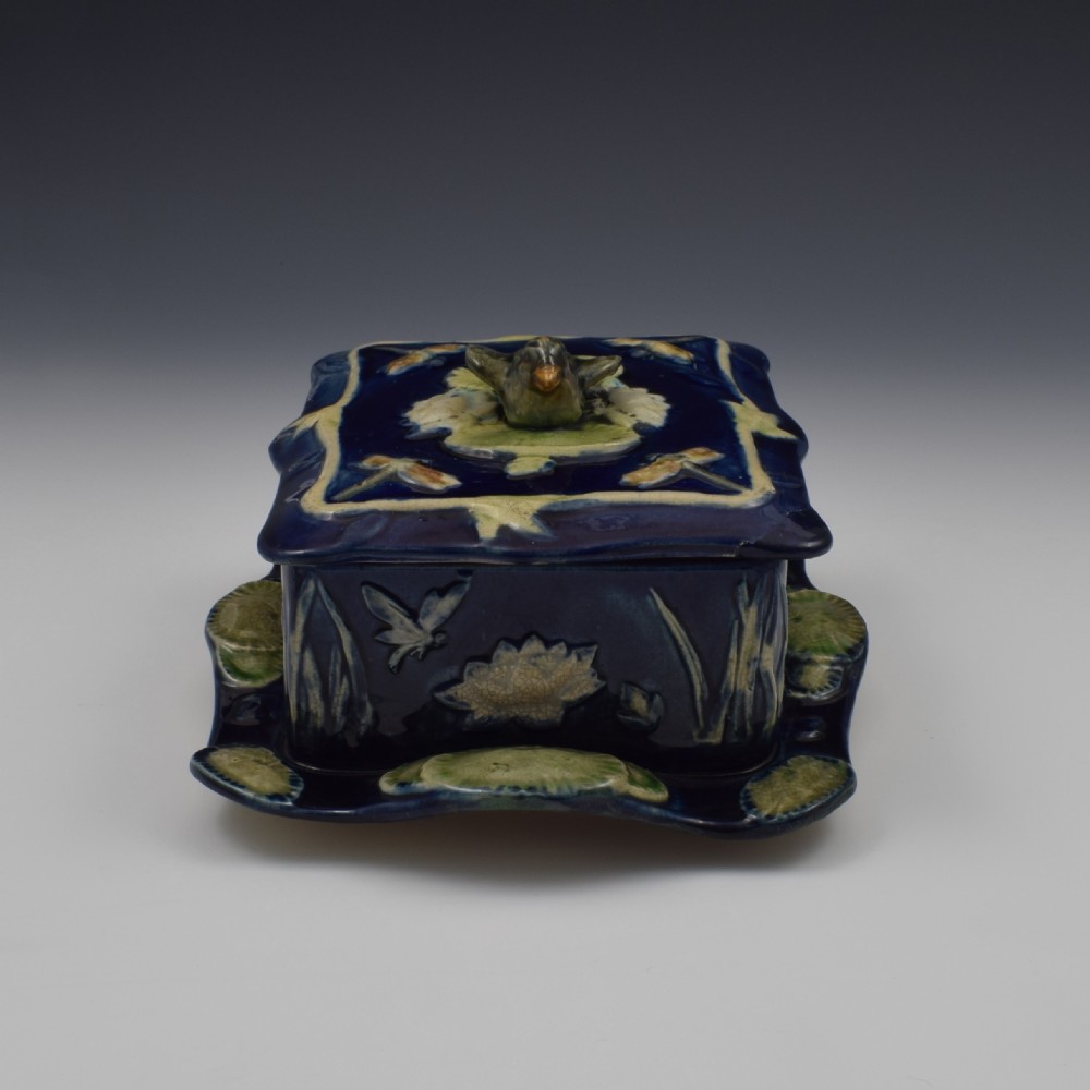 Victorian Forester Majolica Pond Lily & Sparrow Sardine Box  View VI