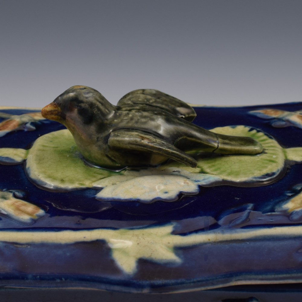 Victorian Forester Majolica Pond Lily & Sparrow Sardine Box  View IX