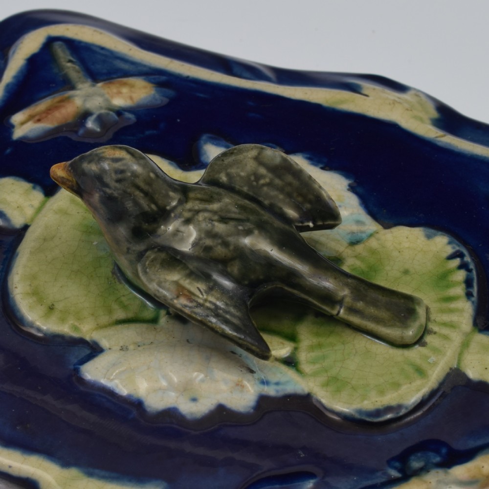 Victorian Forester Majolica Pond Lily & Sparrow Sardine Box  View XIII