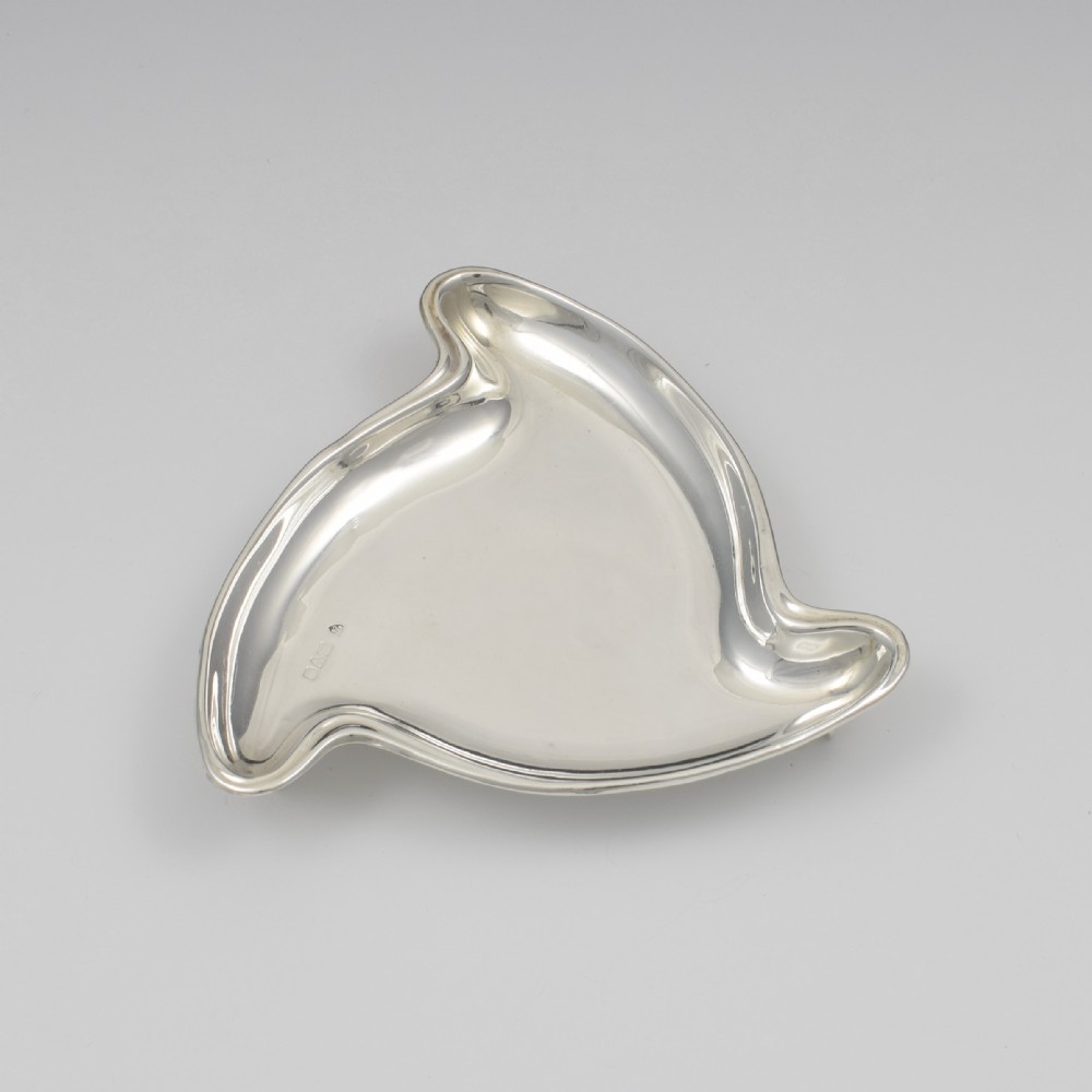 Art Deco Silver Triskelion Shaped Trinket / Pin Dish