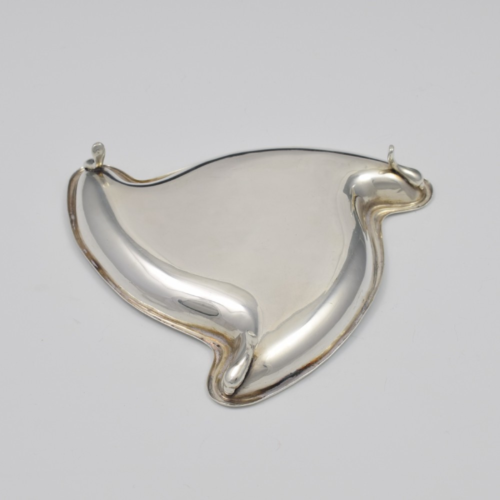 Art Deco Silver Triskelion Shaped Trinket / Pin Dish View VI
