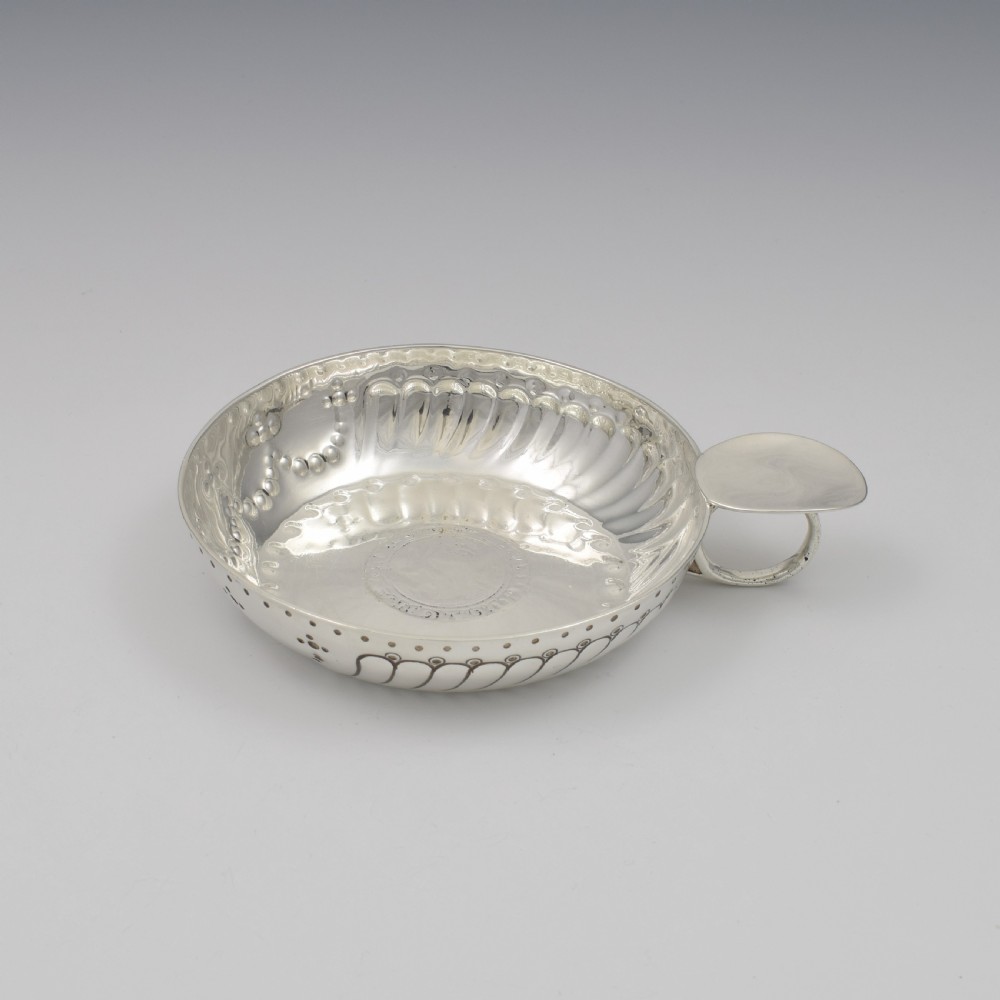 Large English Silver Wine Taster / Tastevin With Tudor Sixpence