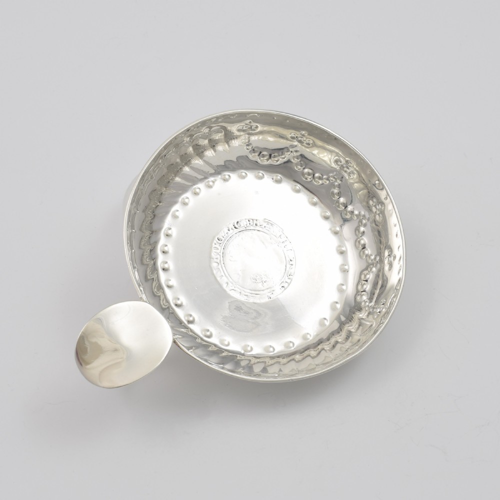 Large English Silver Wine Taster / Tastevin With Tudor Sixpence View XII