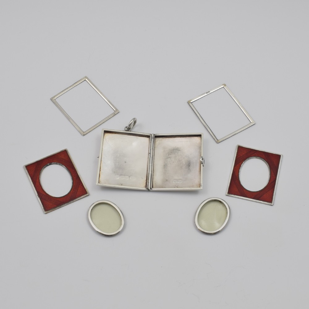 Fine Victorian Silver & Enamel Travelling / Pocket Double Photograph Frame View XII