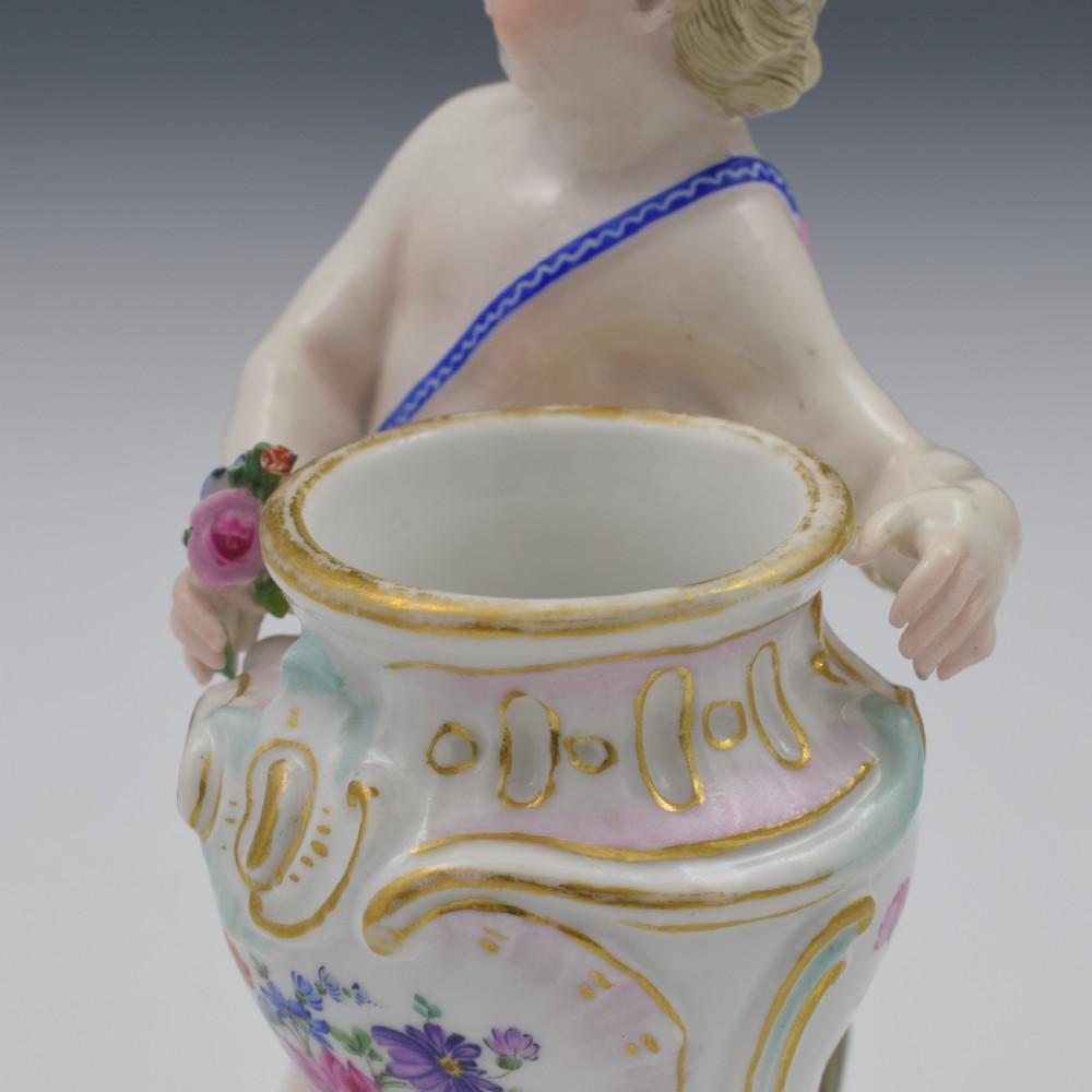 18th Century Meissen Porcelain Figure Of A Putto With Urn c.1760 View VII