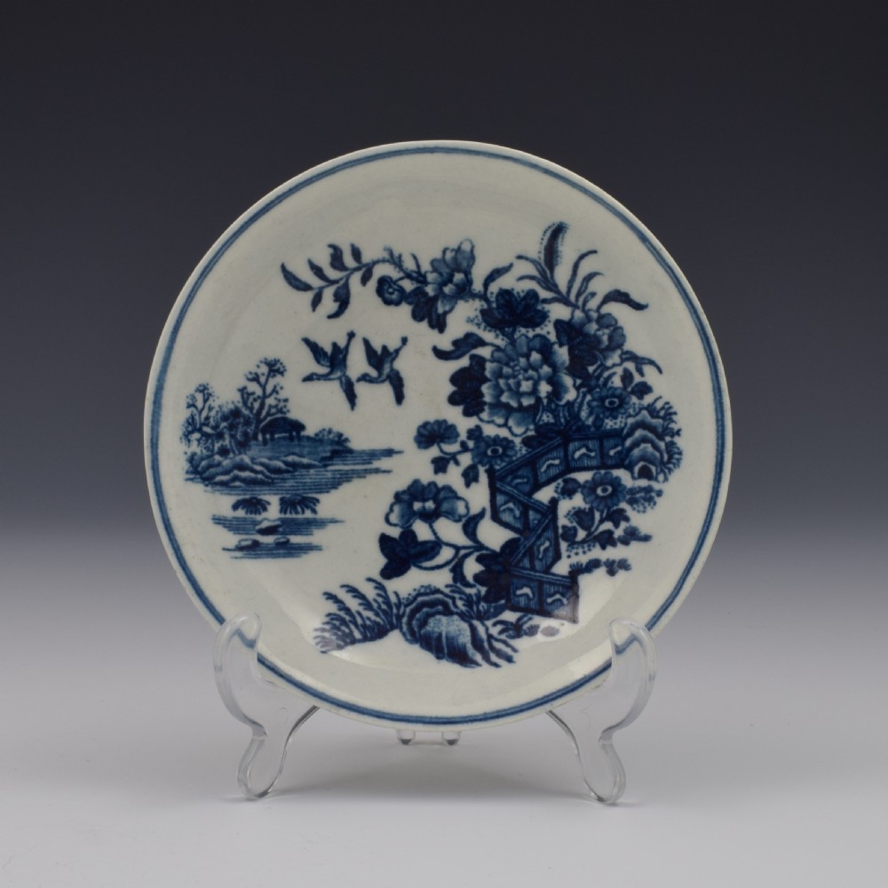 First Period Worcester Porcelain Fence Pattern Tea Bowl & Saucer c.1770 View II