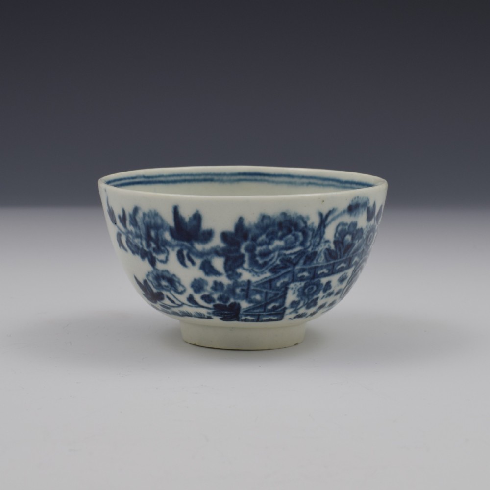 First Period Worcester Porcelain Fence Pattern Tea Bowl & Saucer c.1770 View V