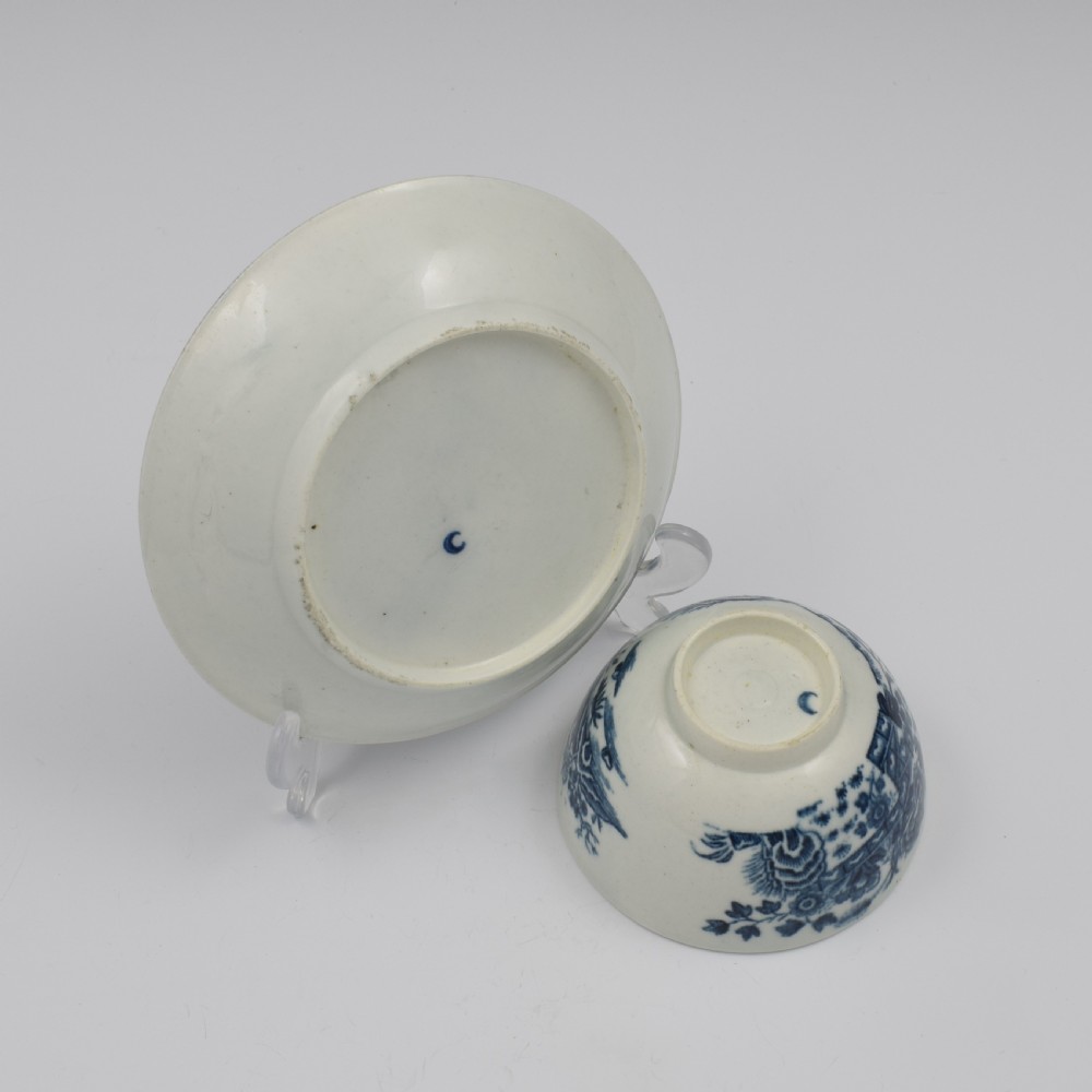 First Period Worcester Porcelain Fence Pattern Tea Bowl & Saucer c.1770 View VIII