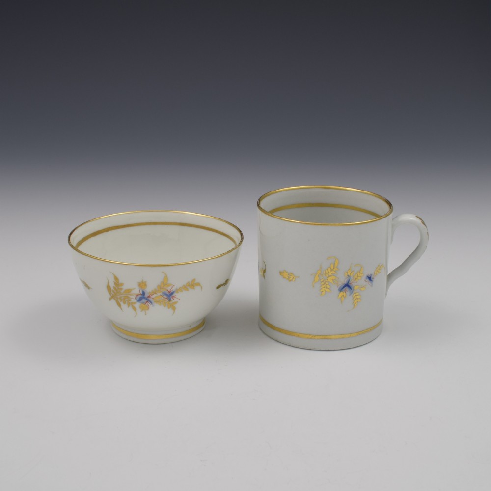Georgian Coalport Porcelain Tea Bowl, Coffee Can & Saucer Trio c.1805 View IV