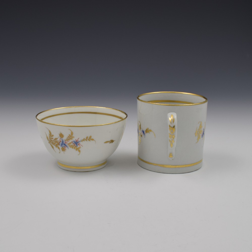 Georgian Coalport Porcelain Tea Bowl, Coffee Can & Saucer Trio c.1805 View V