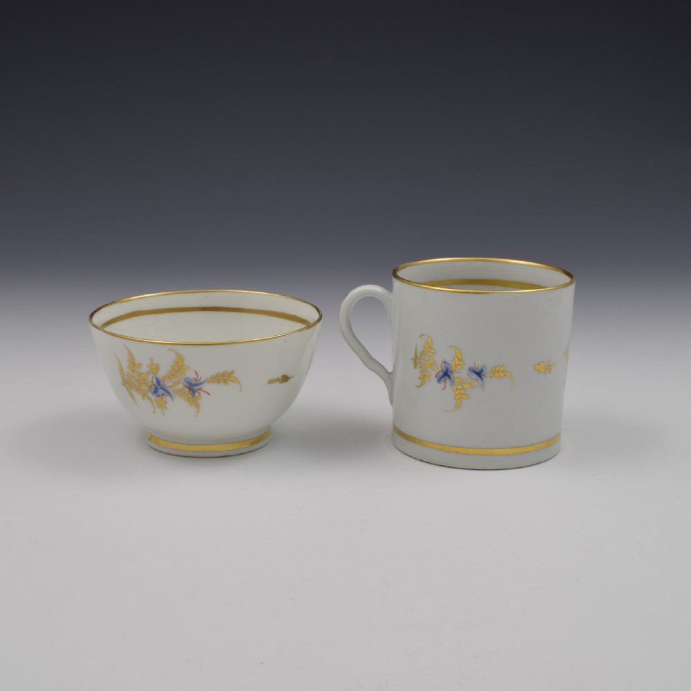 Georgian Coalport Porcelain Tea Bowl, Coffee Can & Saucer Trio c.1805 View VI