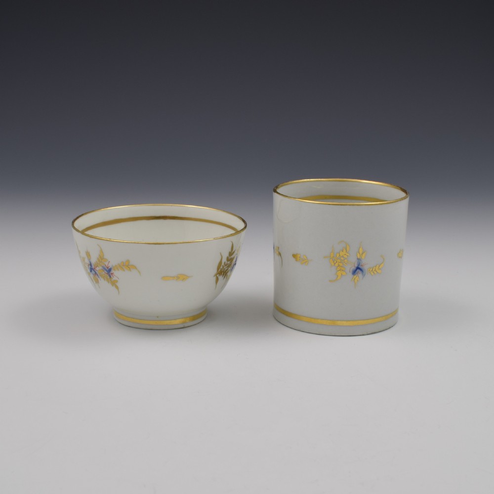 Georgian Coalport Porcelain Tea Bowl, Coffee Can & Saucer Trio c.1805 View VII