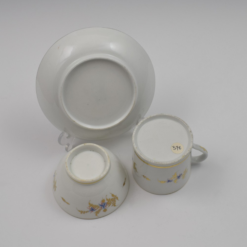 Georgian Coalport Porcelain Tea Bowl, Coffee Can & Saucer Trio c.1805 View VIII