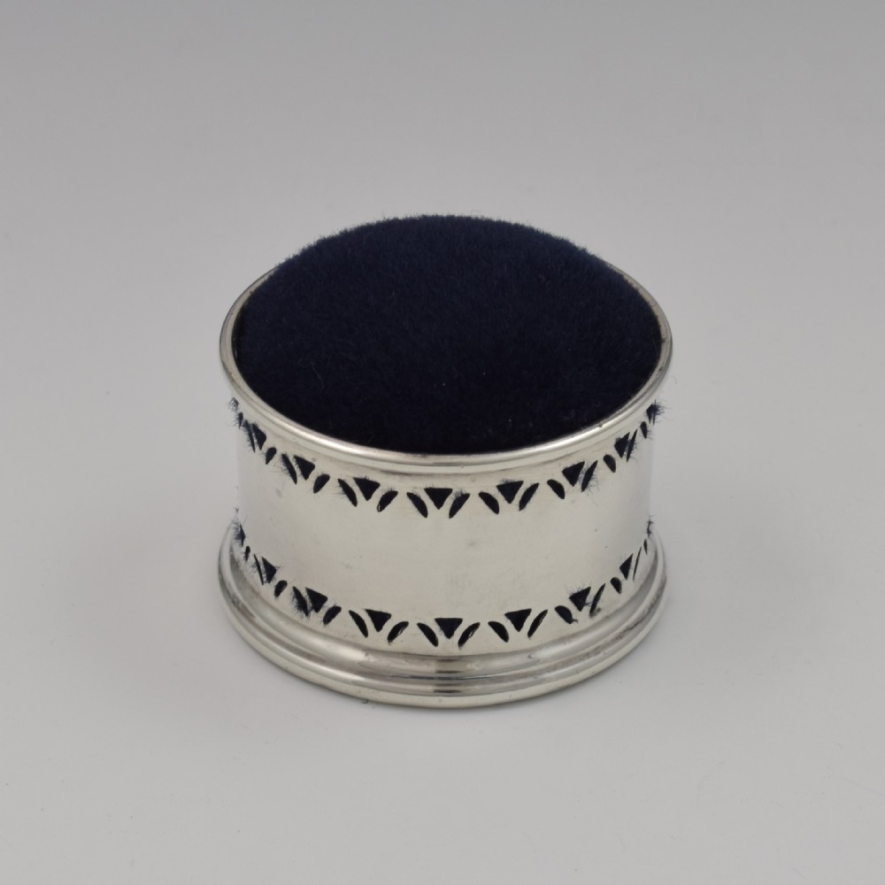 Art Deco English Silver Pierced Circular Pin Cushion Dublin Import