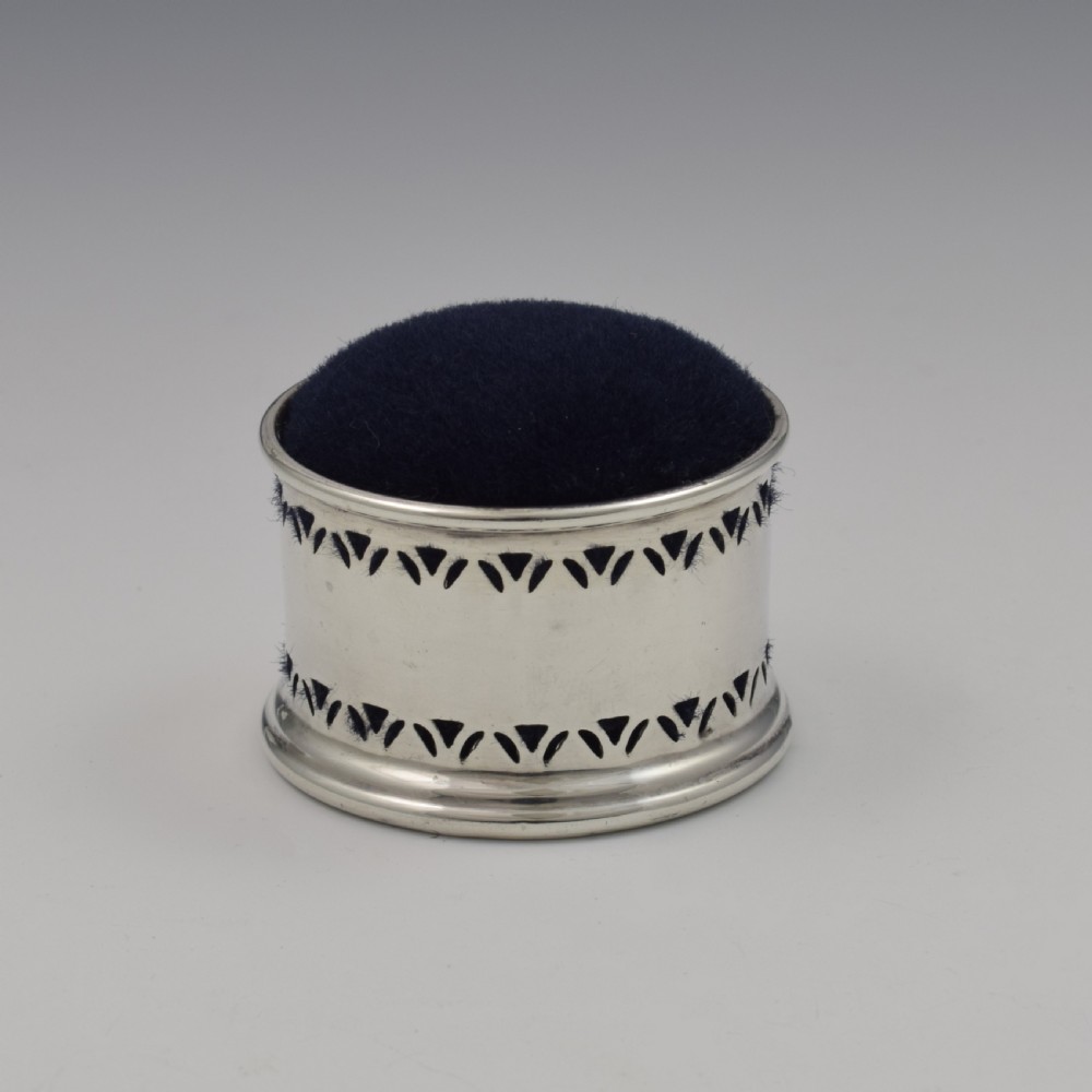 Art Deco English Silver Pierced Circular Pin Cushion Dublin Import View II