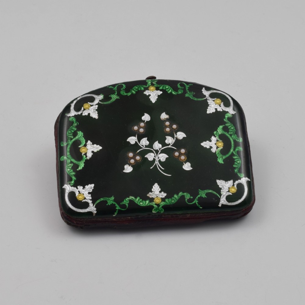 Austrian / French Kiln Fired Green Enamel Coin Purse c.1870
