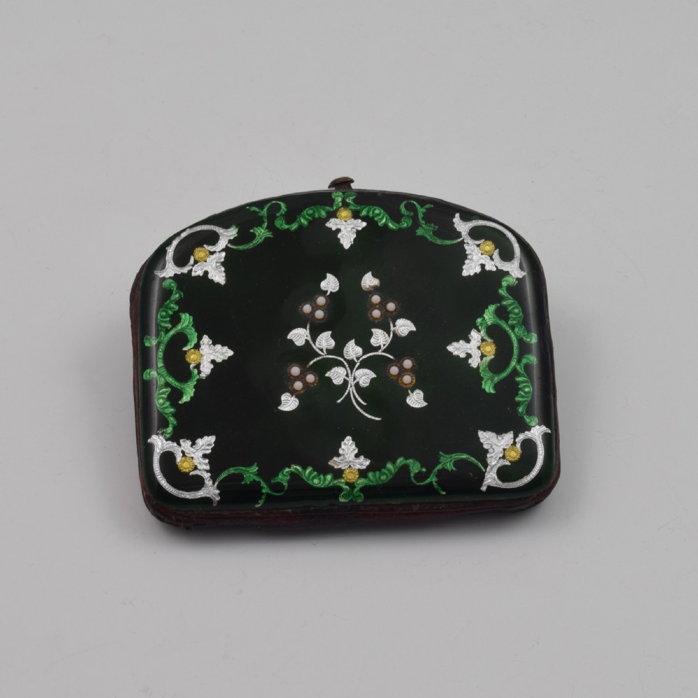 Austrian / French Kiln Fired Green Enamel Coin Purse c.1870 View III