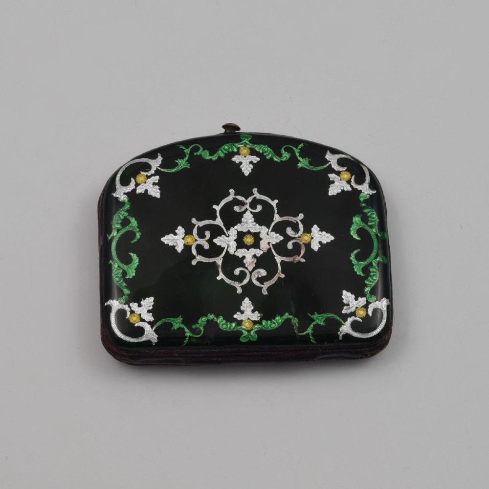 Austrian / French Kiln Fired Green Enamel Coin Purse c.1870 View VI