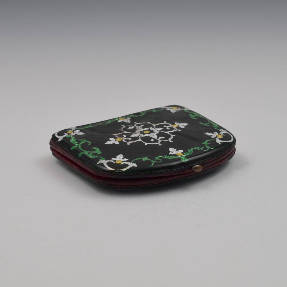 Austrian / French Kiln Fired Green Enamel Coin Purse c.1870 View VII
