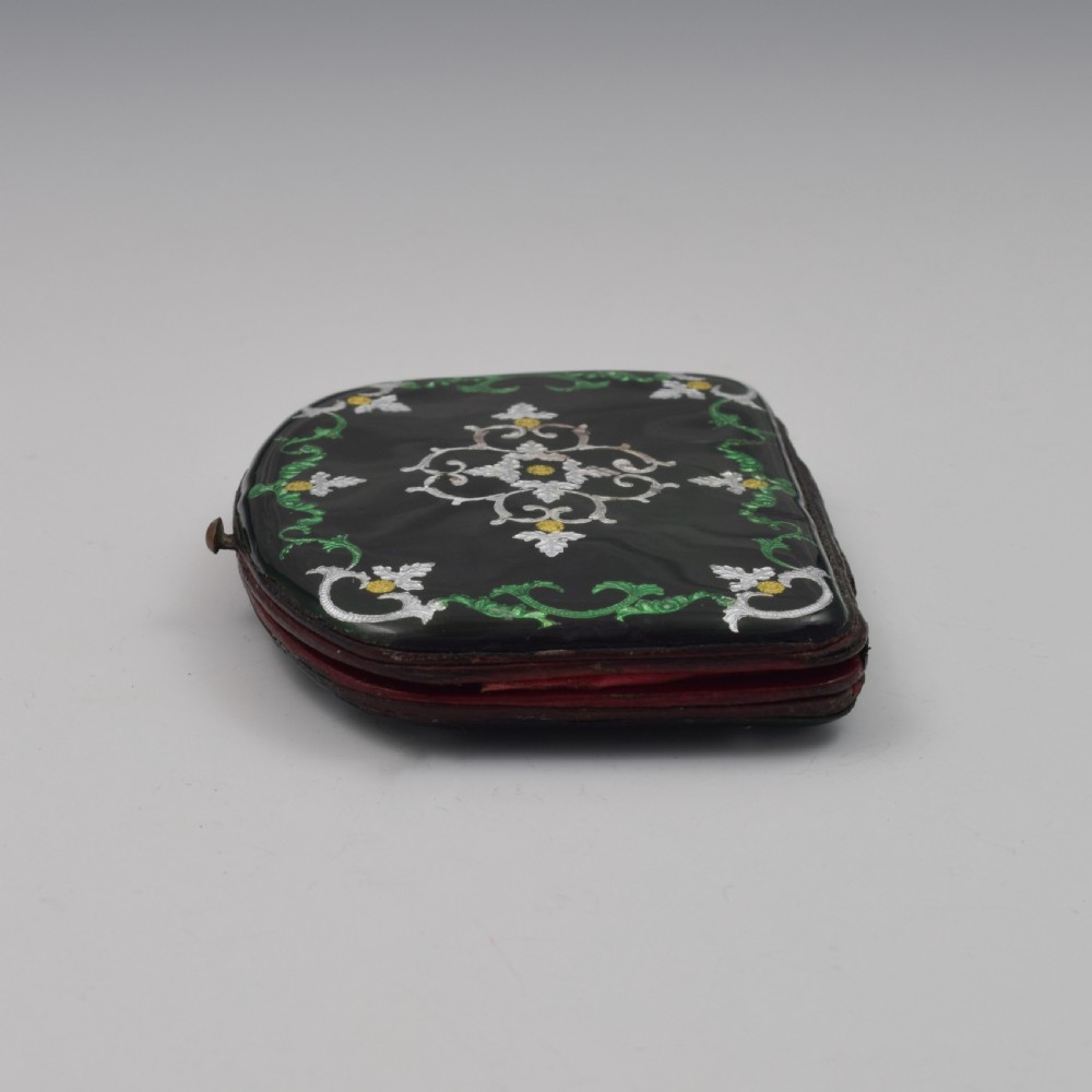Austrian / French Kiln Fired Green Enamel Coin Purse c.1870 View VIII
