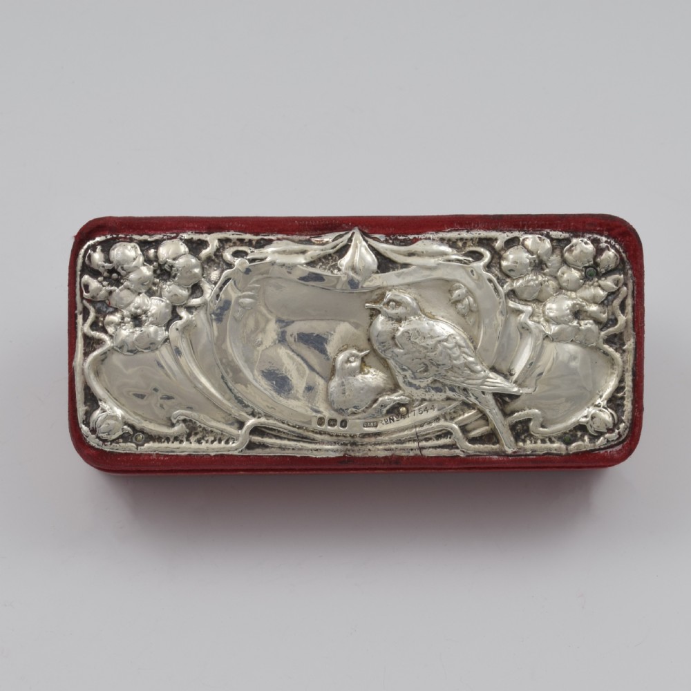 Edwardian Art Nouveau Silver Mounted Jewellery / Sewing Box View III