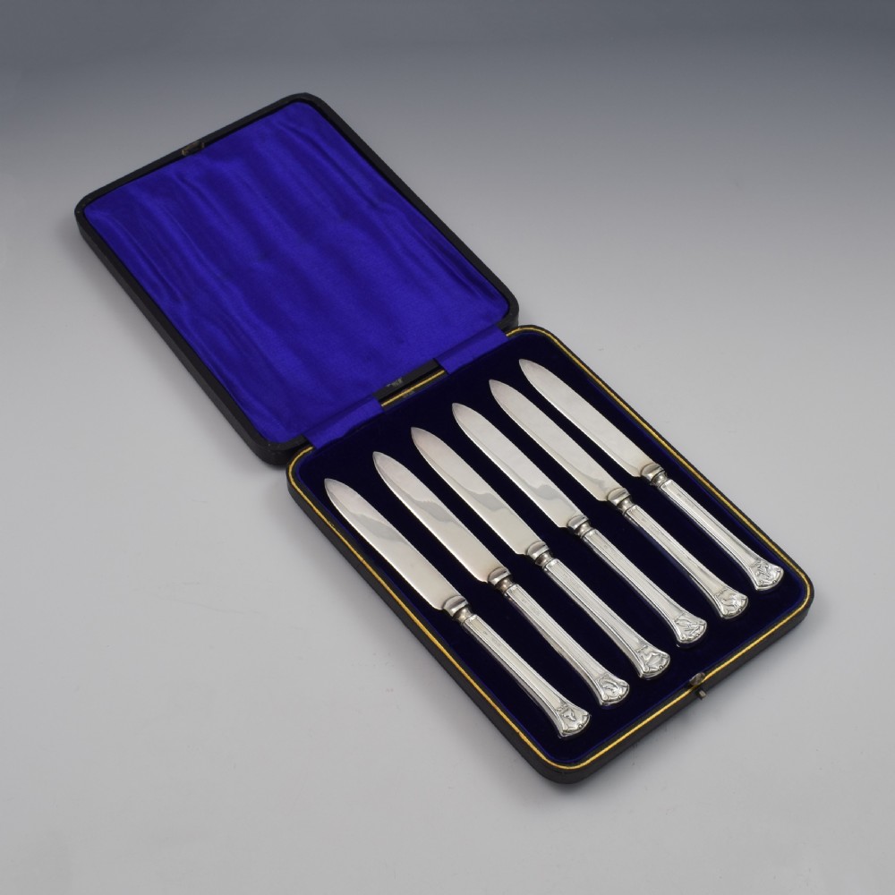 Novelty Cased Silver Tea Fruit Knives Animals & Prince Of Wales Feathers 1922 View II