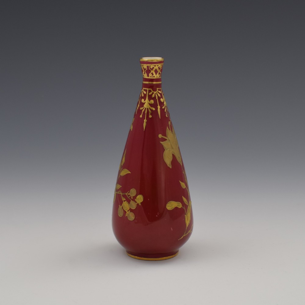 Victorian Royal Crown Derby Porcelain Miniature Stem / Spill Vase 1886 View II