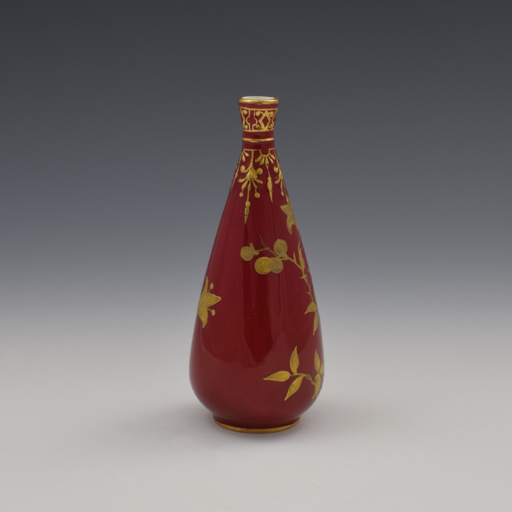 Victorian Royal Crown Derby Porcelain Miniature Stem / Spill Vase 1886 View IV