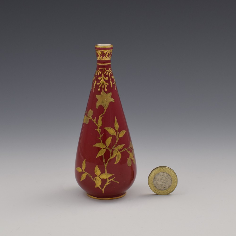 Victorian Royal Crown Derby Porcelain Miniature Stem / Spill Vase 1886 View VI