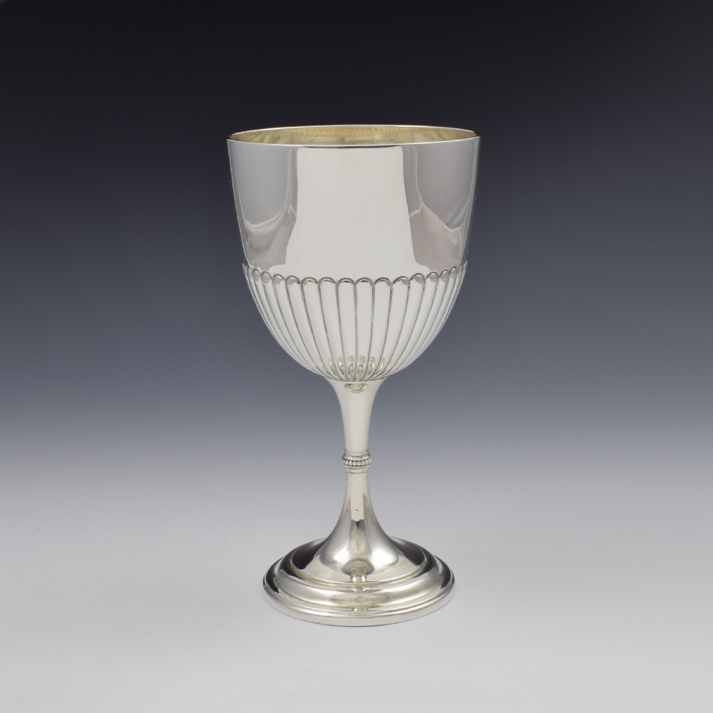 Edwardian Silver Half Fluted Wine Goblet Elkington & Co. 