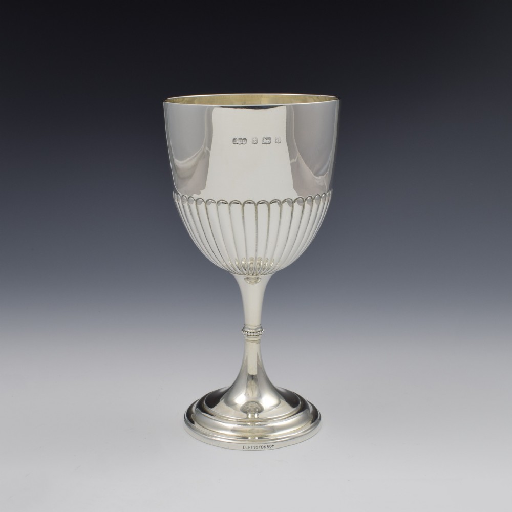 Edwardian Silver Half Fluted Wine Goblet Elkington & Co.  View II