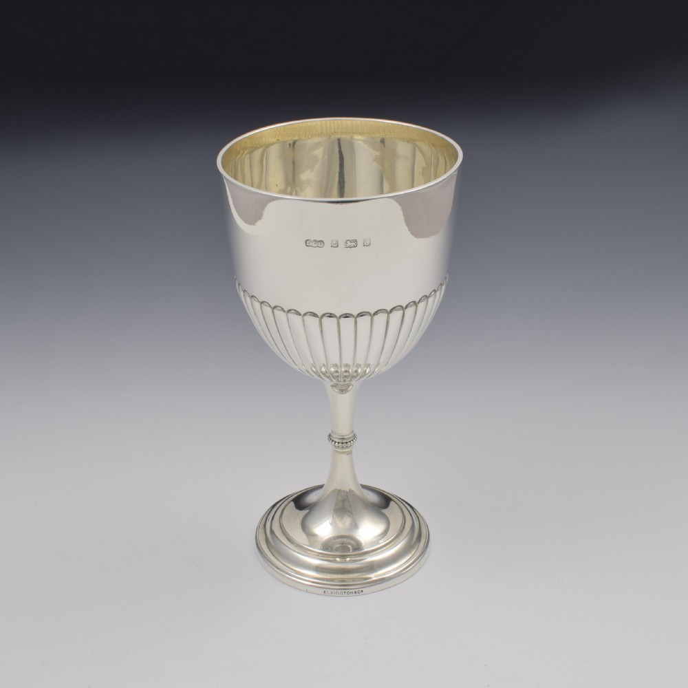 Edwardian Silver Half Fluted Wine Goblet Elkington & Co.  View III