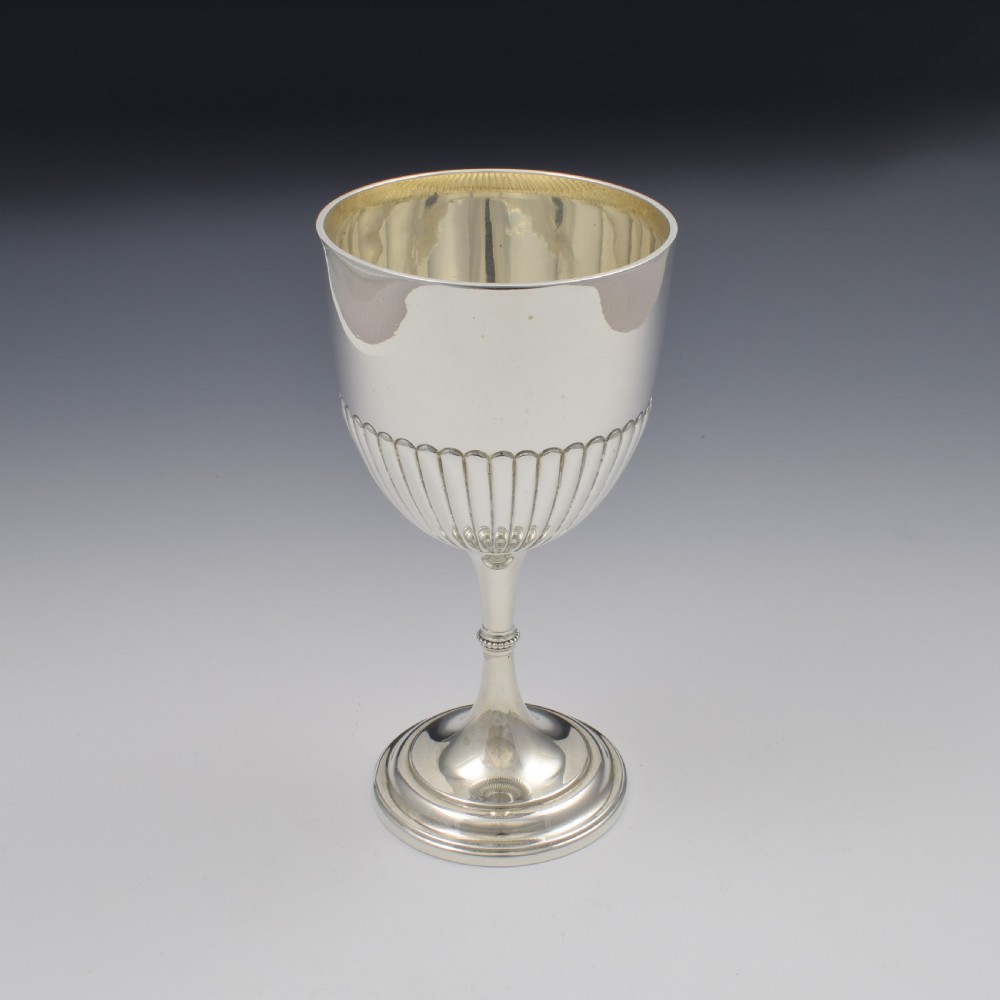Edwardian Silver Half Fluted Wine Goblet Elkington & Co.  View IV