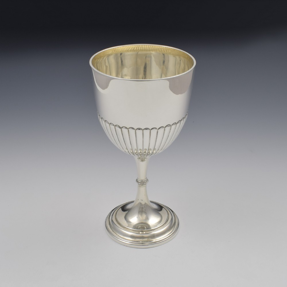 Edwardian Silver Half Fluted Wine Goblet Elkington & Co.  View V