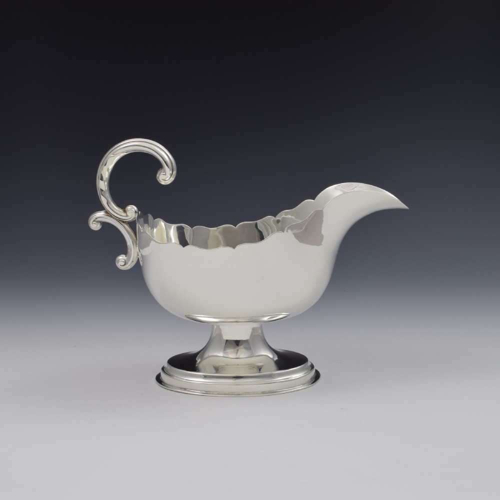 Large Edwardian Silver Pedestal Sauceboat / Sauce Boat View II