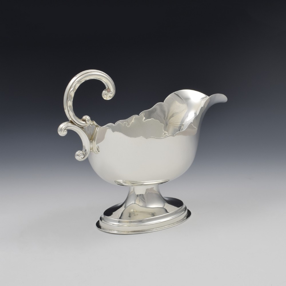 Large Edwardian Silver Pedestal Sauceboat / Sauce Boat View X