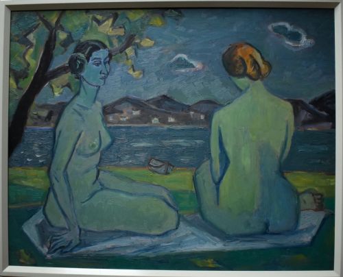 georges von hueck 19041964 art deco style oil painting - CATEGORY: ANTIQUE ART - DATED 1950