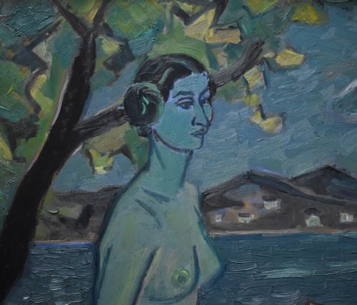GEORGES VON HUECK 19041964 ART DECO STYLE OIL PAINTING - ADDITIONAL PHOTO 1