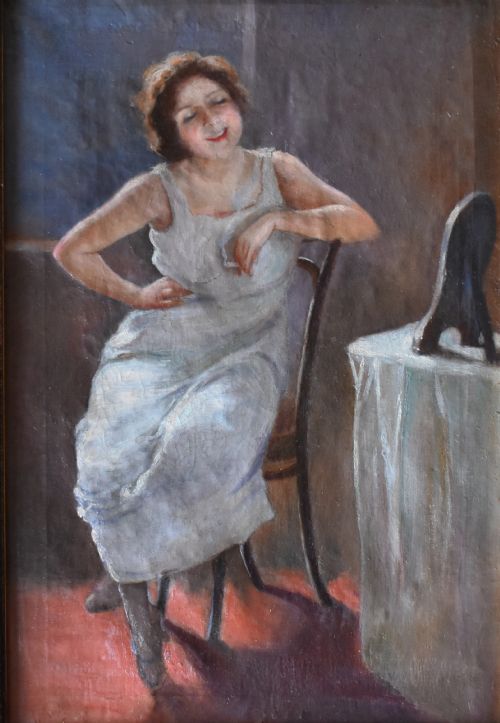 MICHELE FALANGA 18671942 AMERICANITALIAN OIL PAINTING - ADDITIONAL PHOTO 1